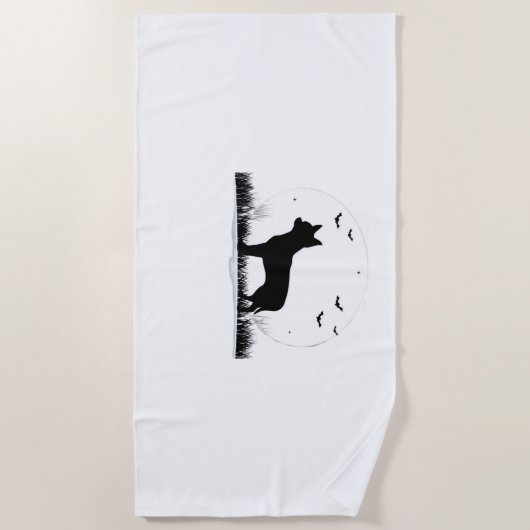 Serviette De Plage Chihuahua Chien - Halloween Moon Silhouette Classi (Devant)