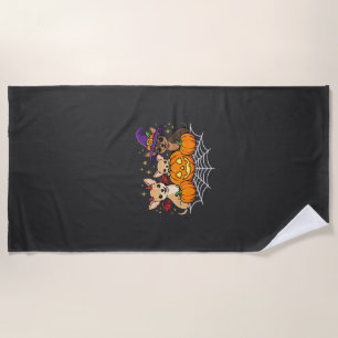 Serviette De Plage Chihuahua Halloween Citrouille Sorcière Chien Desi