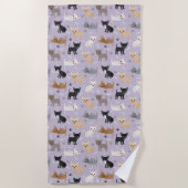 Serviette De Plage Chihuahua Os et pattes violet (Devant)
