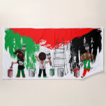 Serviette De Plage Children of Gaza Painting Palestine Flag<br><div class="desc">Palestinian Children,  with Brushes and Paint Pots,  painting a large palestinian Flag on the Wall. Original Vector Illustration Copyright BluedarkArt TheChameleonArt.</div>