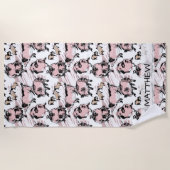 Serviette De Plage Chinois année de porc Dessin original Nom Annivers (Devant)