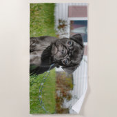 Serviette De Plage Chiot de Carlin noir (Devant)