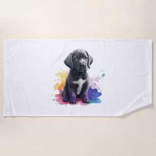 Serviette De Plage Chiot du Labrador en aquarelles