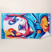 Serviette De Plage Chiot en design de manteau bleu (Devant)