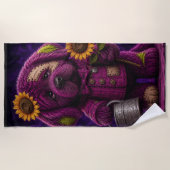 Serviette De Plage chiot Terre-Neuve de style patchwork (Devant)