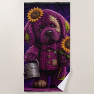 Serviette De Plage chiot Terre-Neuve de style patchwork