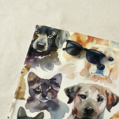 Serviette De Plage Chiots et chatons à l'aquarelle adorable (En situation)