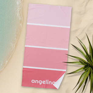 Serviette De Plage Chips de peinture rose pâle avec nom personnalisé