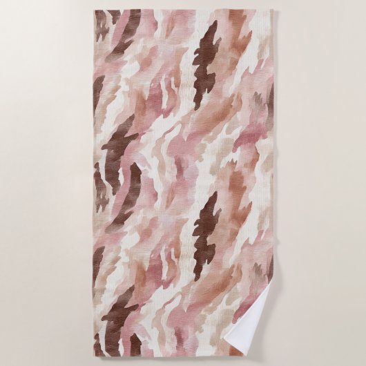 Serviette De Plage Chocolat à la crème rose Brown (Devant)