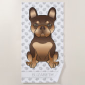 Serviette De Plage Chocolat Et Tan French Bulldog Mignonne Chien & No (Devant)
