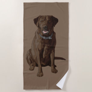 Serviette De Plage Chocolat Labrador Retriever Dog Sitting