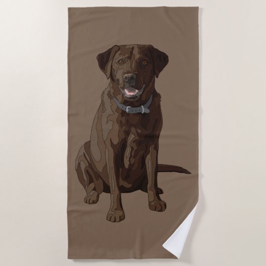 Serviette De Plage Chocolat Labrador Retriever Dog Sitting (Devant)