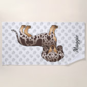 Serviette De Plage Chocolat & Tan Dappage cheveux courts et nom (Devant)