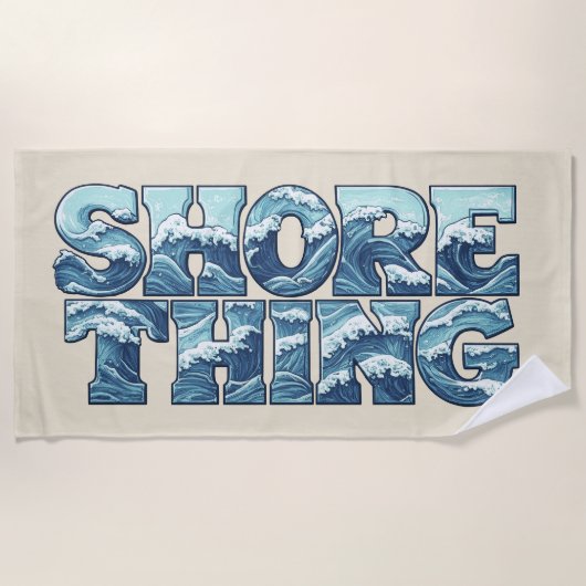 Serviette De Plage Chose de la Côte | Vagues de l'Océan Bleu Rétro Gr (Devant)