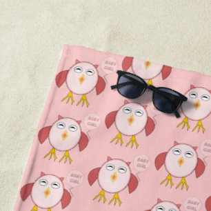 Serviette de plage chouette bébé fille rose mignon