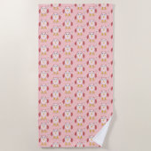Serviette de plage chouette bébé fille rose mignon (Devant)
