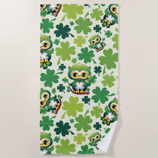Serviette De Plage Chouette bébé mignon St Patrick Cartoon (Devant)