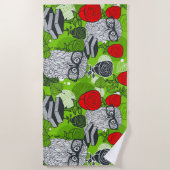 Serviette De Plage Chouette en roses rouges (Devant)