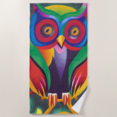 Serviette De Plage Chouette holographique couleur mignonne (Devant)