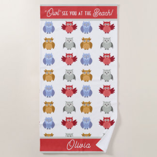 Serviette De Plage Chouette personnalisée Vous voir au nom de la plag