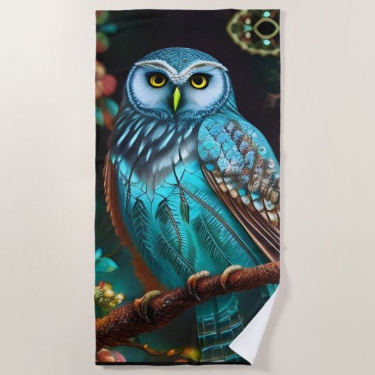 Serviette De Plage Chouette turquoise (Devant)