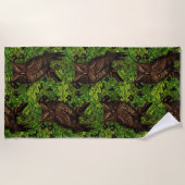 Serviette De Plage Chouettes dans le chêne, vert et marron (Devant)