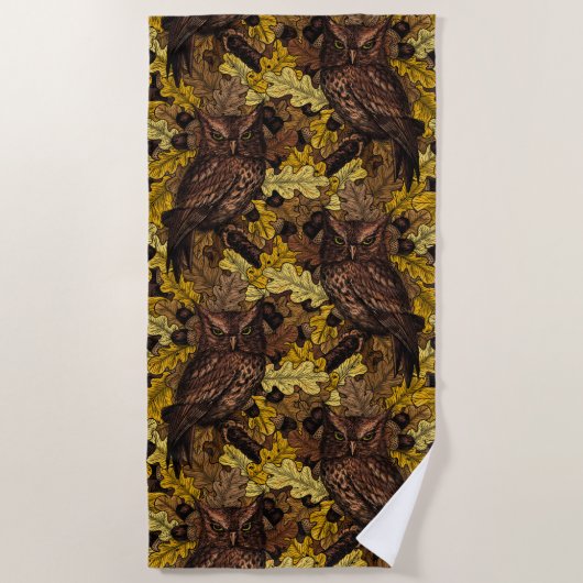 Serviette De Plage Chouettes d'automne (Devant)