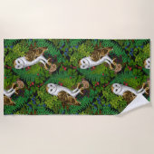 Serviette De Plage Chouettes, fougères, chênes et baies (Devant)