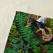 Serviette De Plage Chouettes, fougères, chênes et baies (En situation)