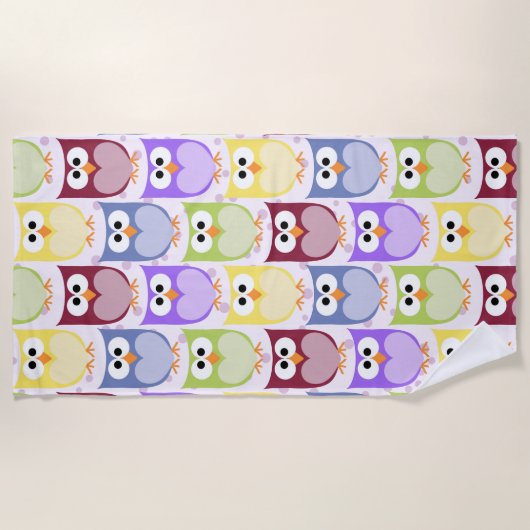 Serviette De Plage Chouettes mignonnes, Chouette Motif, Chouettes pou (Devant)