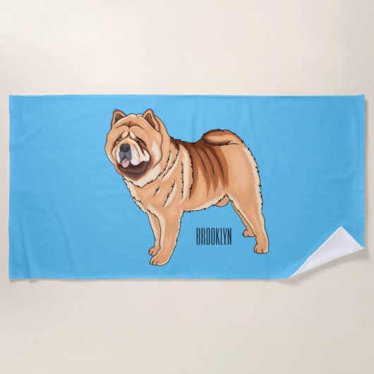 Serviette De Plage Chow Chow dog cartoon (Devant)