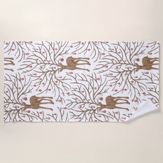 Serviette De Plage Christmas deer on white (Devant)