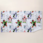 Serviette De Plage Christmas penguin ice skating (Devant)