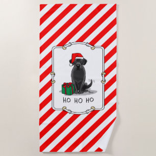 Serviette De Plage Christmas Père Noël Black Labrador Retriever Cute