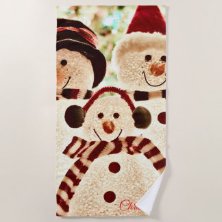 Serviette De Plage Christmas Vibes Snowman Celebration