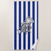 Serviette De Plage Chrome Comme Sirène sur les rayures Nautiques (Devant)