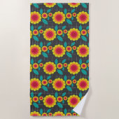 Serviette De Plage Chrysanthèmes géométriques (Devant)