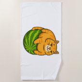 Serviette De Plage Chubby Chat sur Watermelon Meme Shirt (Devant)