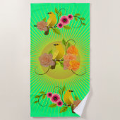 Serviette De Plage Chute d'ensoleillement vert du printemps et goutte (Devant)