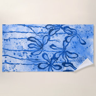 Serviette De Plage Ciel bleu Lilies encrées