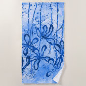 Serviette De Plage Ciel bleu Lilies encrées (Devant)