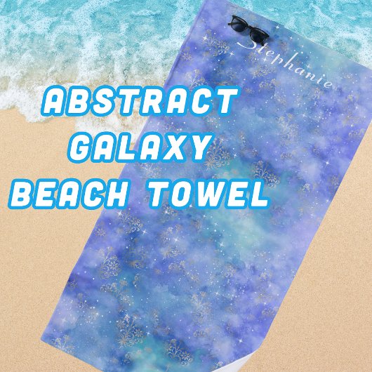 Serviette De Plage Ciel de nuit Abstrait Galaxy Turquoise violet bleu