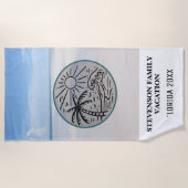 Serviette De Plage Ciel de sable de palmier de vacances de famille de (Devant)