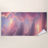 Serviette De Plage Ciel d'été rose (Devant)