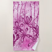 Serviette De Plage Ciel rose Lilies encrées (Devant)