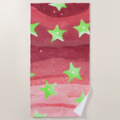 Serviette De Plage ciel rouge avec étoiles (Devant)