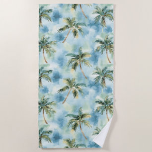 Serviette De Plage Cieux bleus île tropicale palmiers  