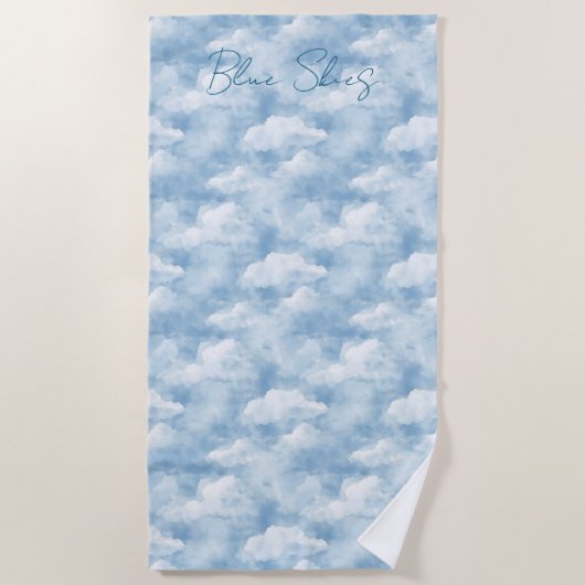 Serviette De Plage Cieux bleus Nuages   (Devant)