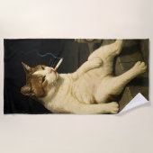 Serviette De Plage Cigarette Kitten Funny Smoking Cat Gen Z Meme (Devant)