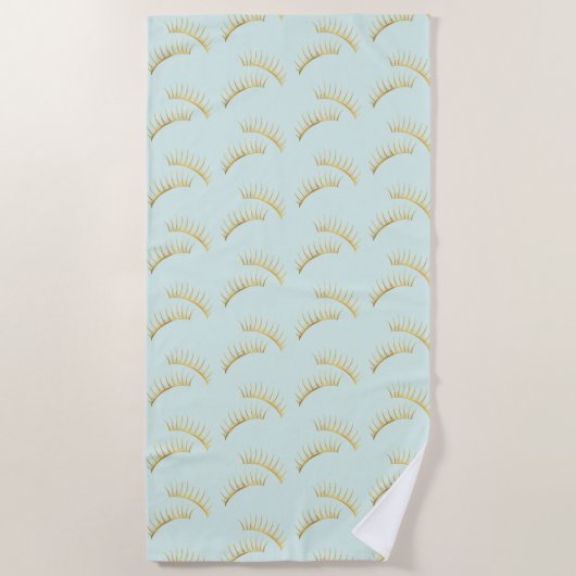 Serviette De Plage Cils en Or Menthe (Devant)